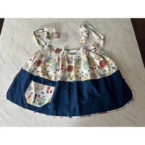 Vintage apron kitchen tie half waist with pocket womens mulitcolor pattern 50's